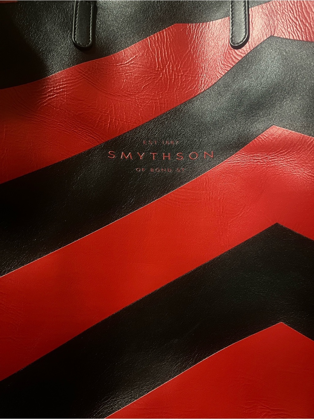 Smythson Red and Black Chevron Leather Shopper